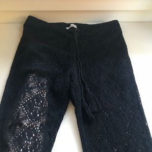 Black Lace Bell Bottom Pants